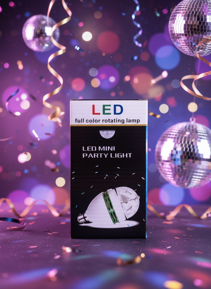 LED ballīšu lampa ar krāsainu svinīgu fonu