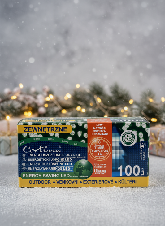 LED lampiņu kaste ar ziemas fonu