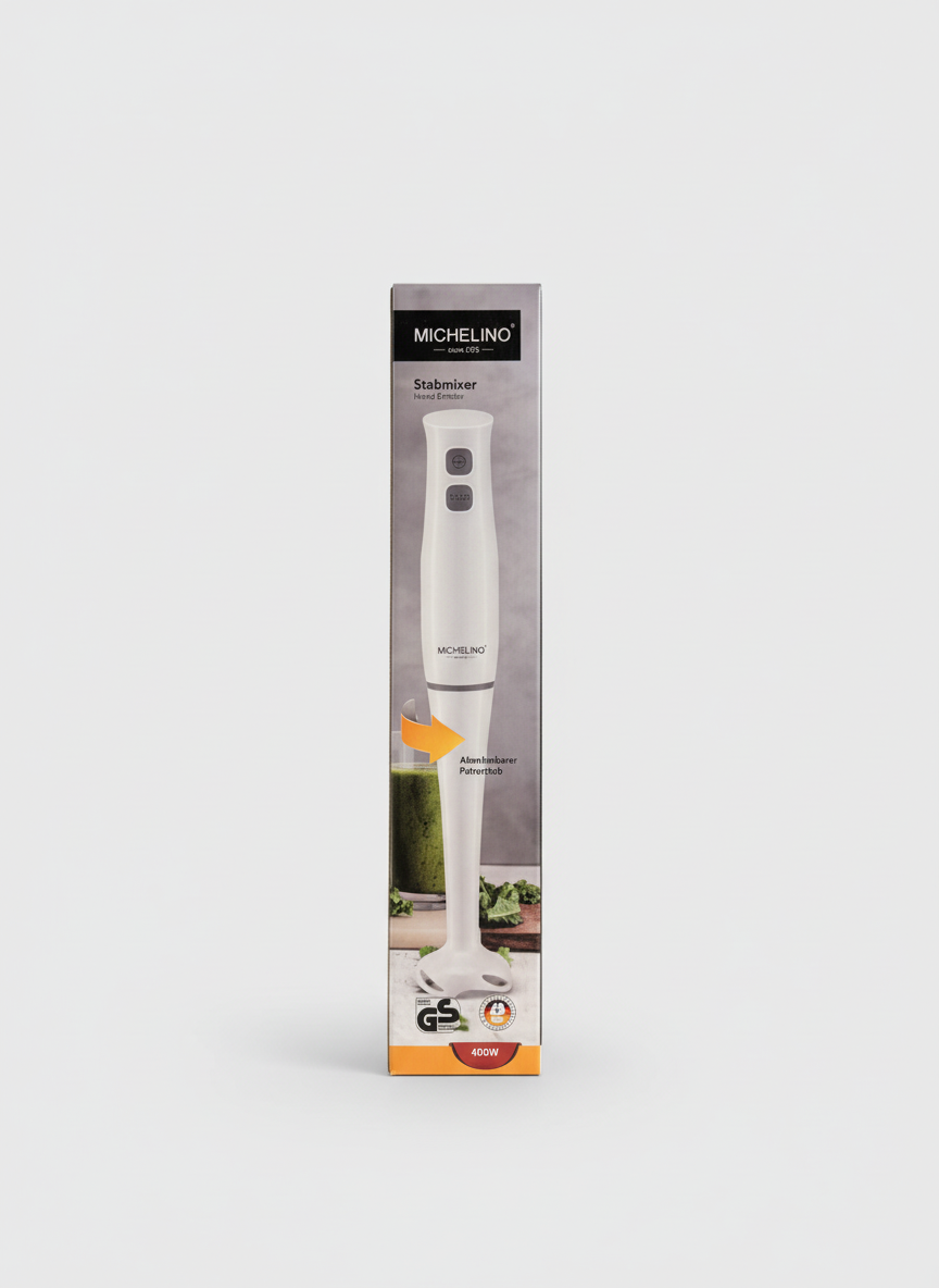 Michelino hand blender with neutral background