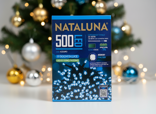 Ziemassvētku 500 LED gaismiņas zilas 30m