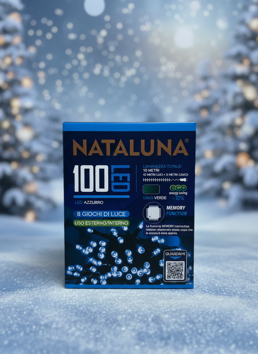 Ziemassvētku 100 LED gaismiņas zilas 10m