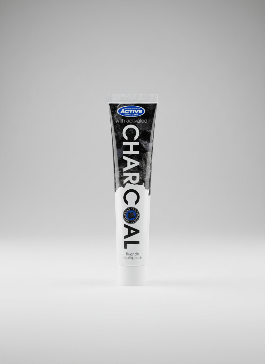 Neutral background charcoal toothpaste