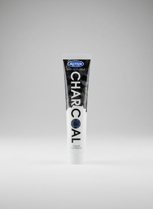 Neutral background charcoal toothpaste