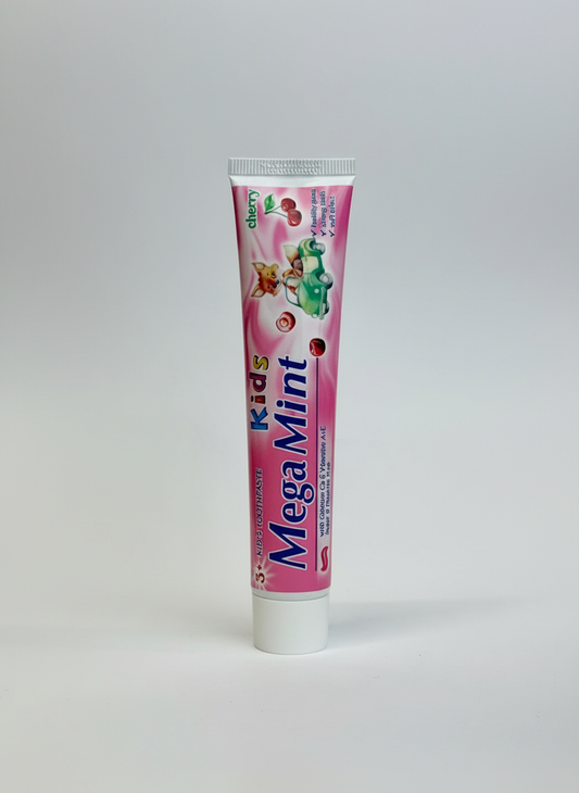 Neutral background cherry kids toothpaste