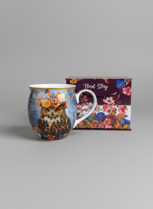 Owl mug with neutral background