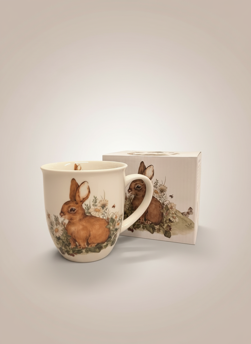 Rabbit mug with neutral background