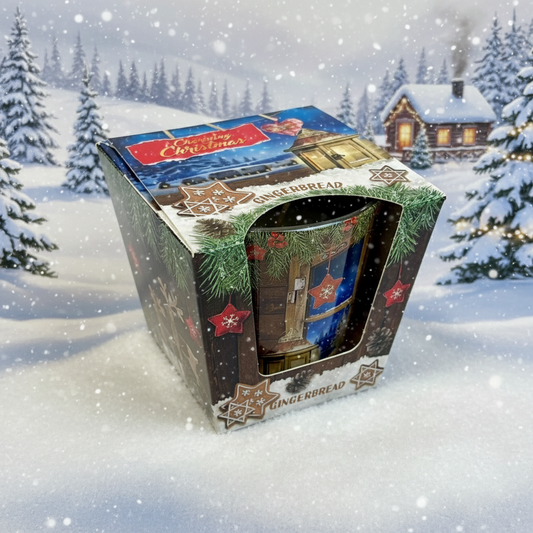 Winter background gingerbread packaging