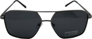 Vīriešu saulesbrilles - Polarizētas - Square - UV 400 - 55 - 17 - 139 - Pelēka ar melnu