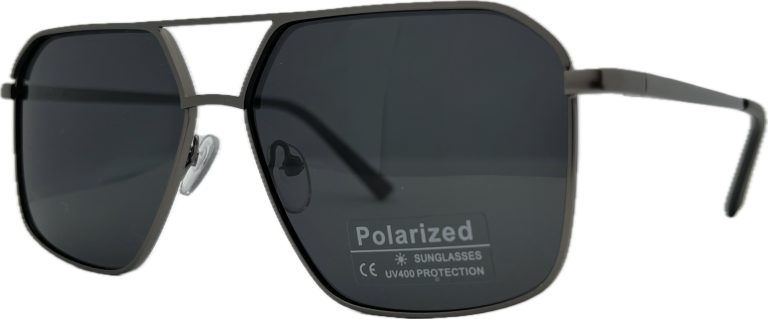 Vīriešu saulesbrilles – Polarizētas – Square – UV 400 – 55 – 17 – 139 – Pelēka ar melnu