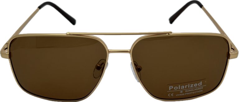 Vīriešu saulesbrilles – Polarizētas – Square – UV 400 – 53 – 16 – 139 – Zelta krāsa ar sarkanu