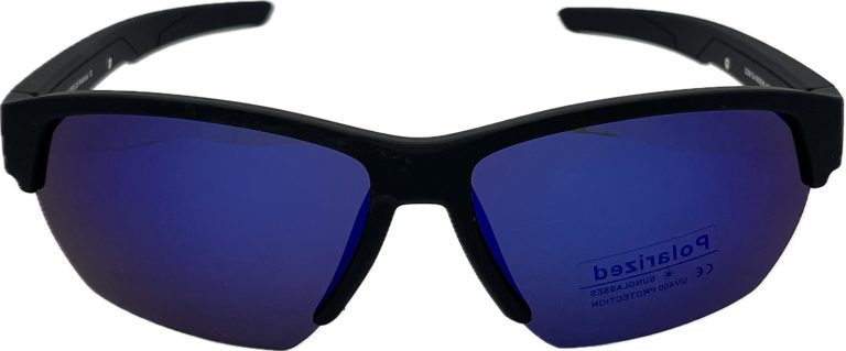 Vīriešu saulesbrilles – Sporta – Polarizētas – UV 400 – 60 – 16 – 135 – Melna ar sarkanu un zilu