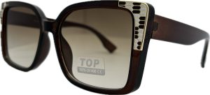 Sieviešu saulesbrilles - Cat Eye - Cat.3 UV 400 - TOP - 56 - 18 - 143 - Brūna