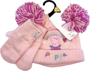 Meiteņu cepure un cimdi - F&F - Peppa Pig - 7-10 gadi - Komplekts
